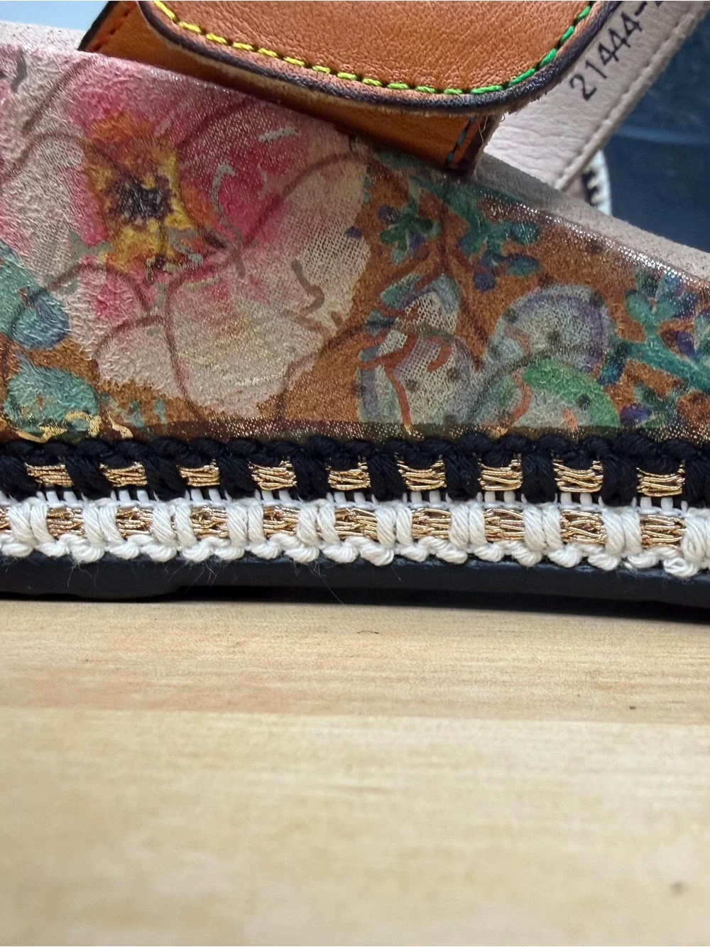 L'ATISTE Floral Embellished‎ Tan Wedge Sandals Boho